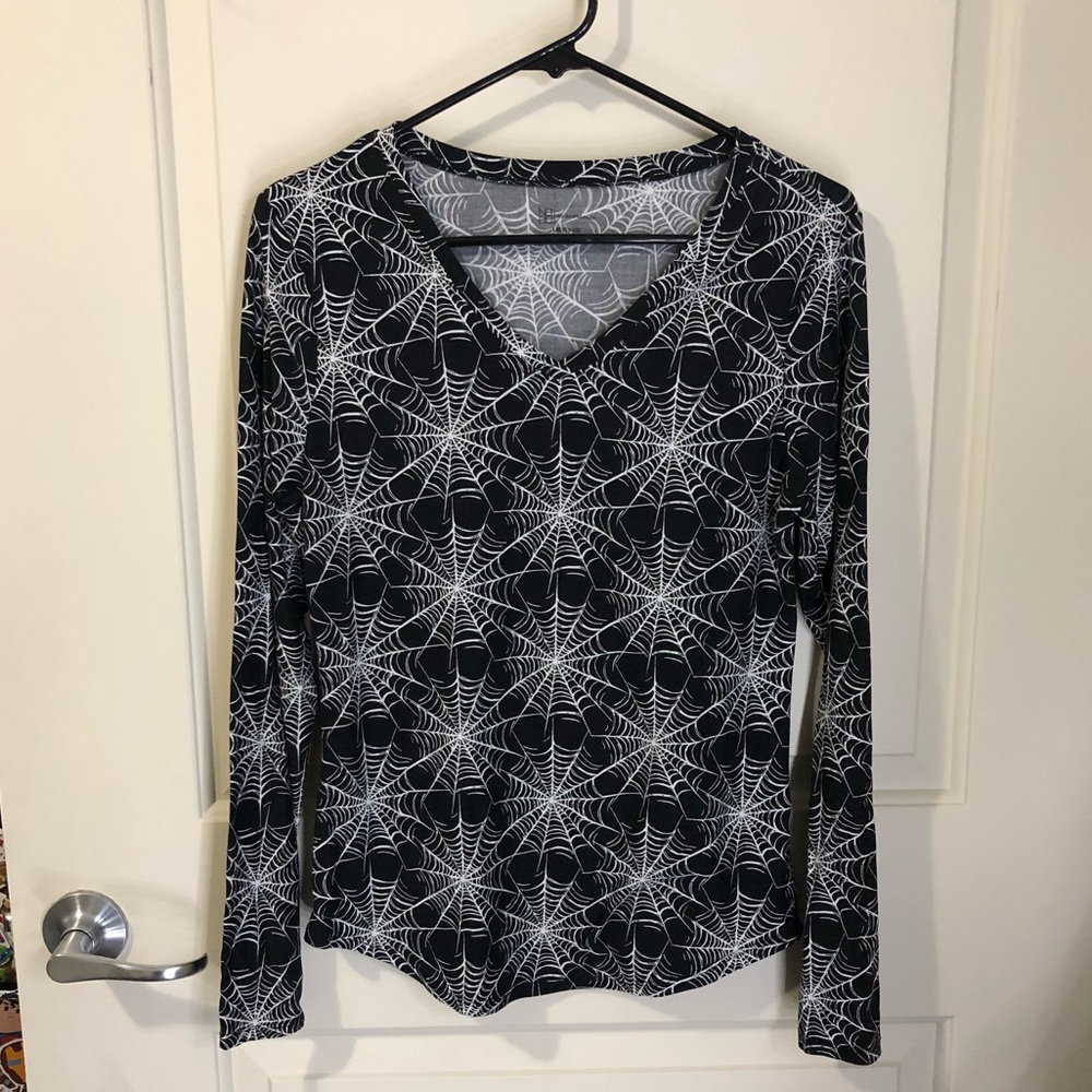 🎂Spooky Spiderweb Long Sleeve V Neck Tee